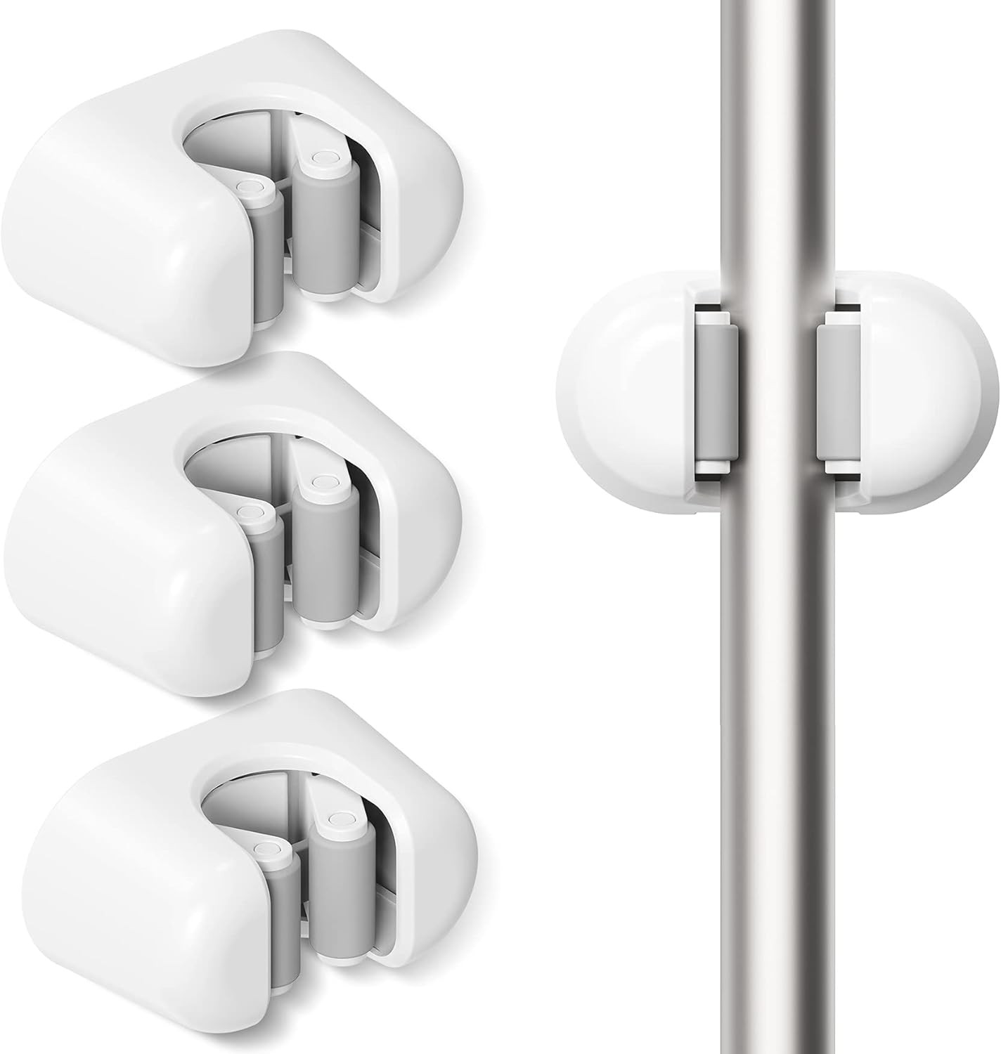 Broom Holder, 3 PCS Wall Mount Mop Organizer Gripper, Self-adhesive Cleaning Sup