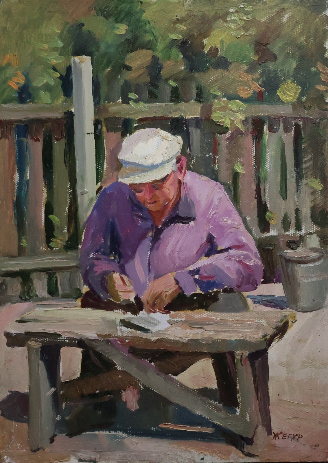 Male portrait,  Original Antique Oil Painting by Soviet Ukrainian Artist, Signed