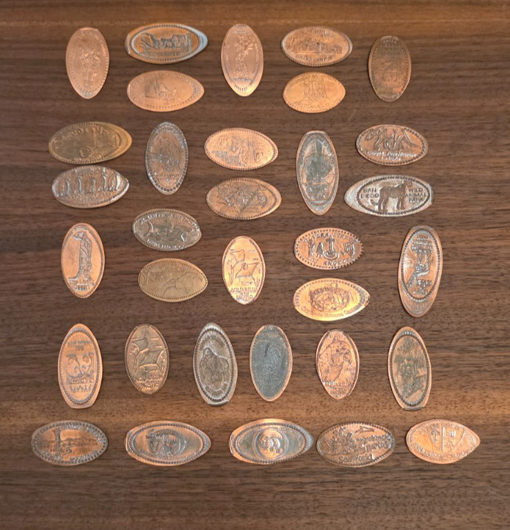 33 Assorted American Pressed Pennies