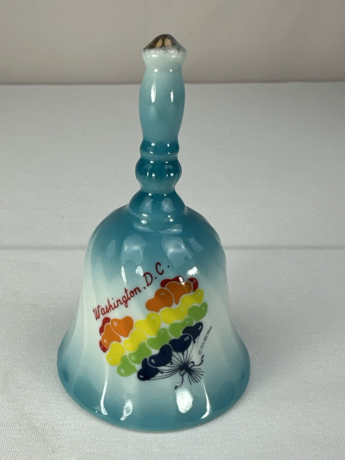 Vintage Washington D.C. Souvenir Glass Bell – Rainbow Hearts by Silberne Japan