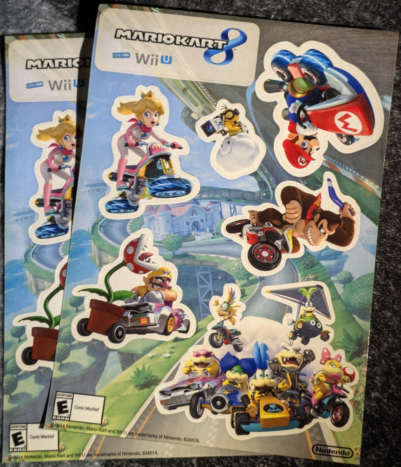 Nintendo Mario Kart 8 Wii U Promotional Sticker Sheets Lot of 2 Official 2014
