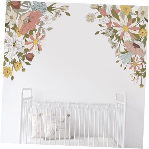 Wall Decals, Colorful Floral Botanic Wall Stickers, Spring Large Pink Flowers