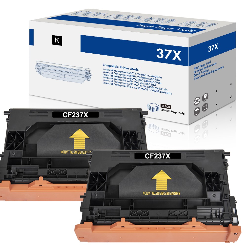 2PK Toner Compatible With HP 37X CF237X Laserjet Enterprise M608 M609 M631 M632