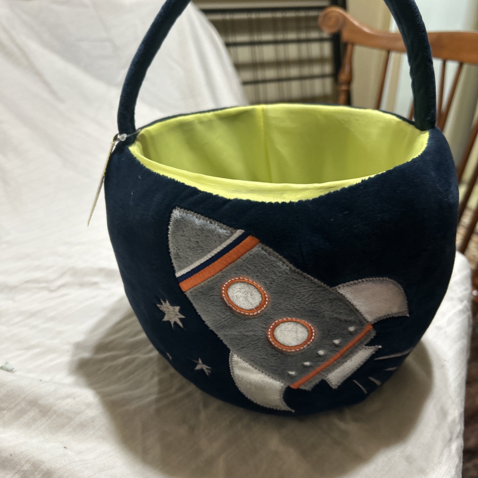 Plush Rocket Ship Beanbag Basket