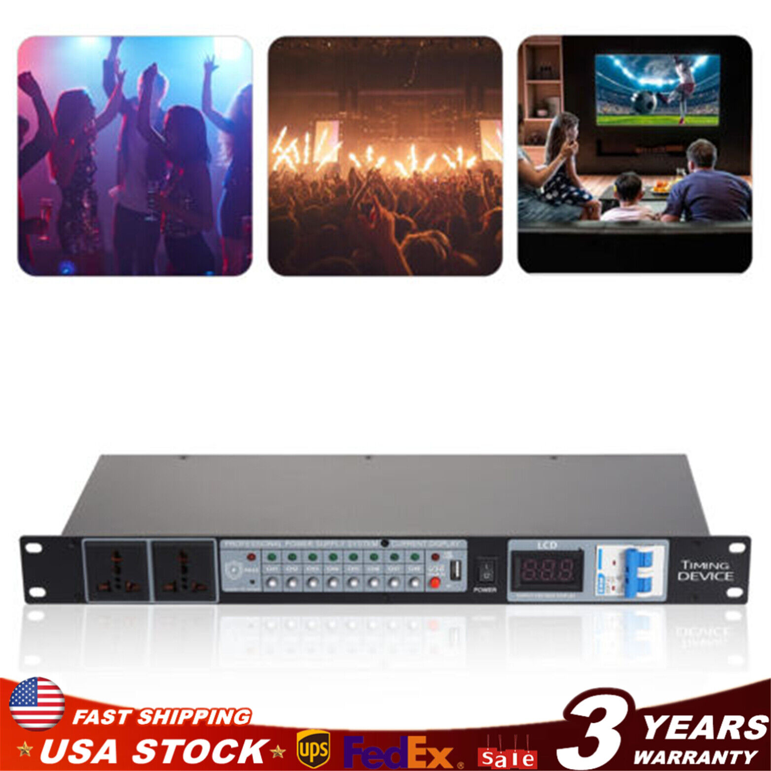 10 Outlet Rackmount Power Conditioner With USB Port w/ Voltage Stabilization