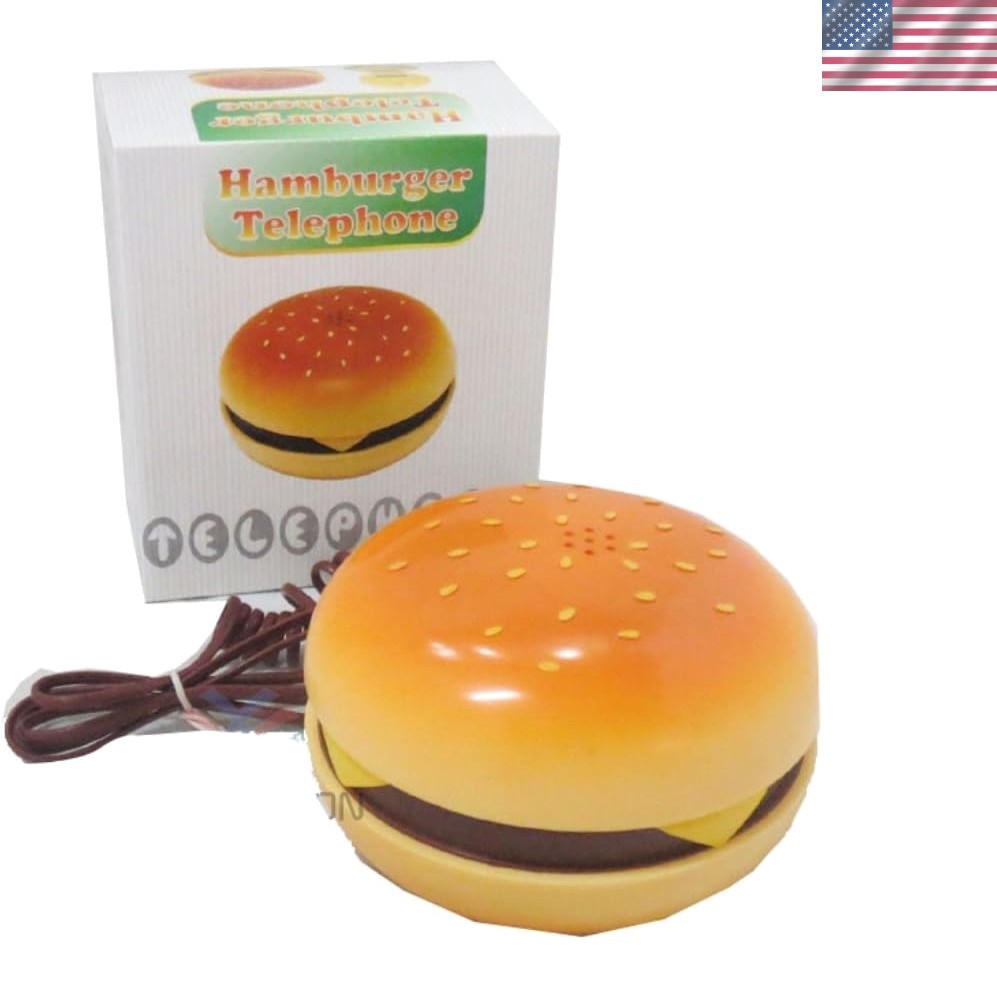 Unique Hamburger Phone with Switchable Dial and LED Indicator - Novelty Gift