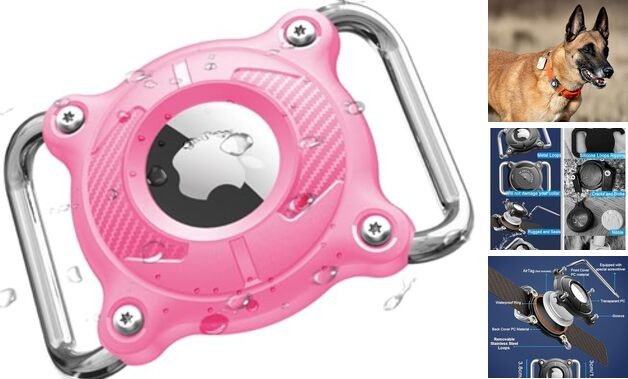 Airtag Dog Collar Holder | Airtag Dog Collar Waterproof - Airtag Holder 1 Pink