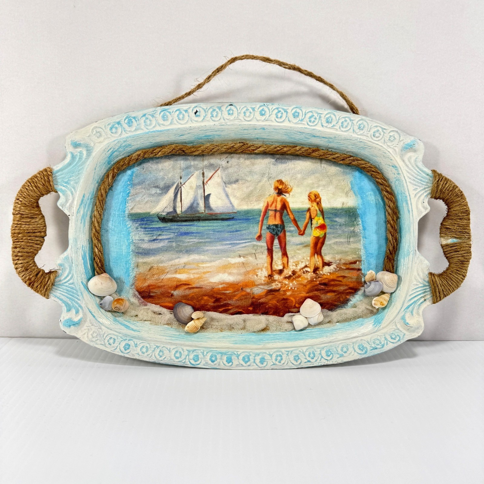 Handmade Decorative Tray Wall Hanging Beach Nautical Seaside Decor Coastal Art 