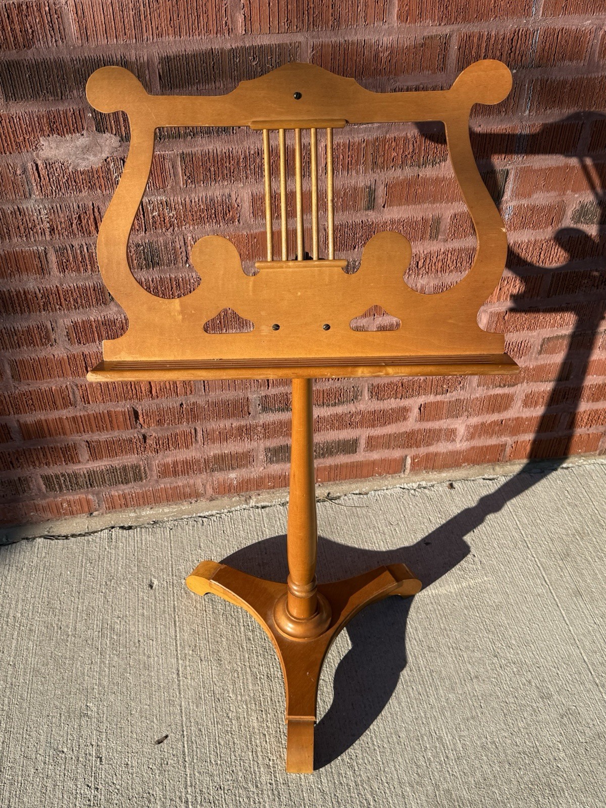 Vintage Antique Adjustable Curly Maple & Brass Music Stand - Good condition