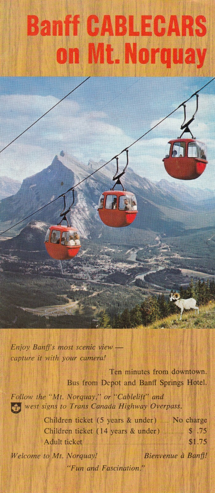 Vintage Banff Cablecars on Mt. Norquay Tourist Brochure Banff Provincial Park