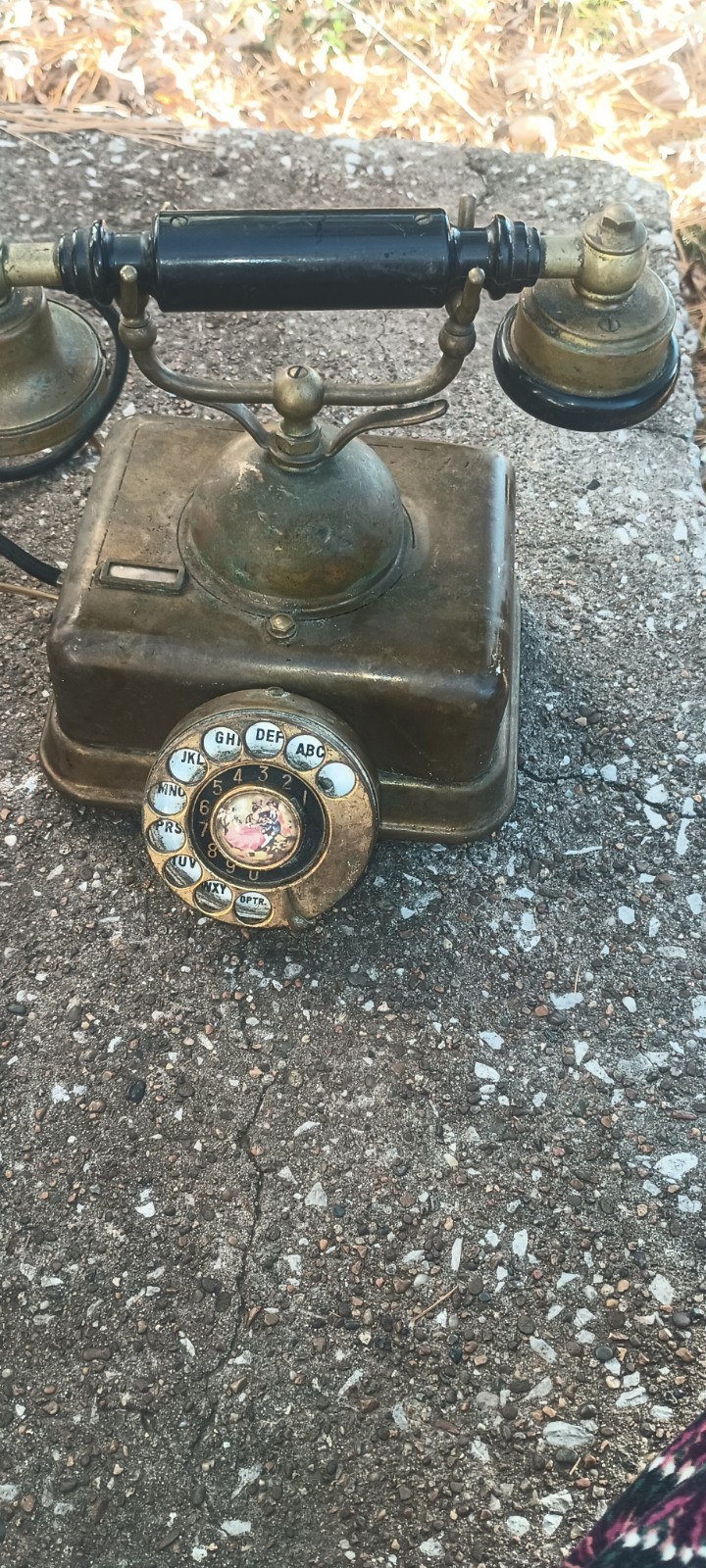 Antique Brass Rotary Phone Vintage Landline Home Decor Missin Talking Dial Works