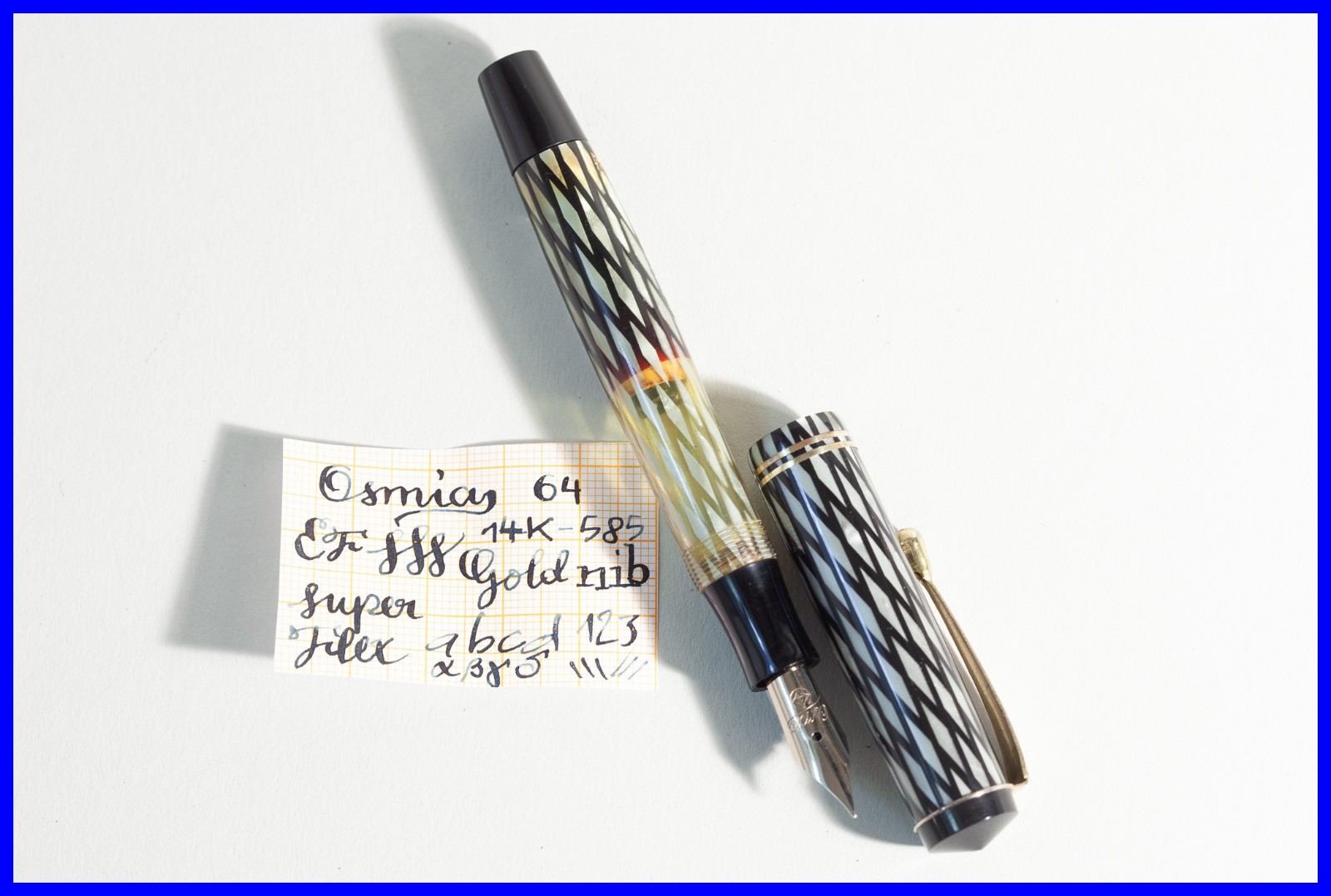 NOS 1940S Perfect OSMIA 64 Piston Filler Gray & Black With EF 14K Gold Nib