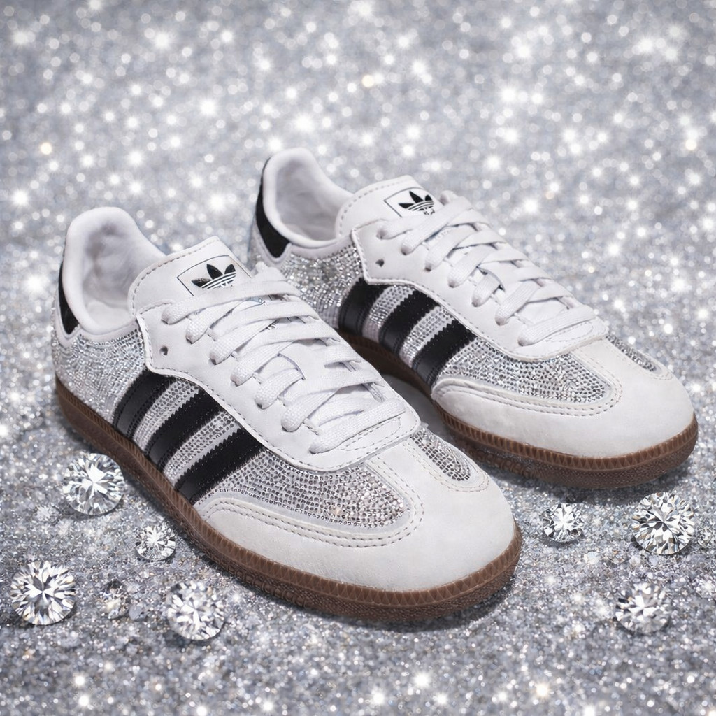 SAMBA OG White Rhinestone Crystal IH9055 Women's Size US 5-9