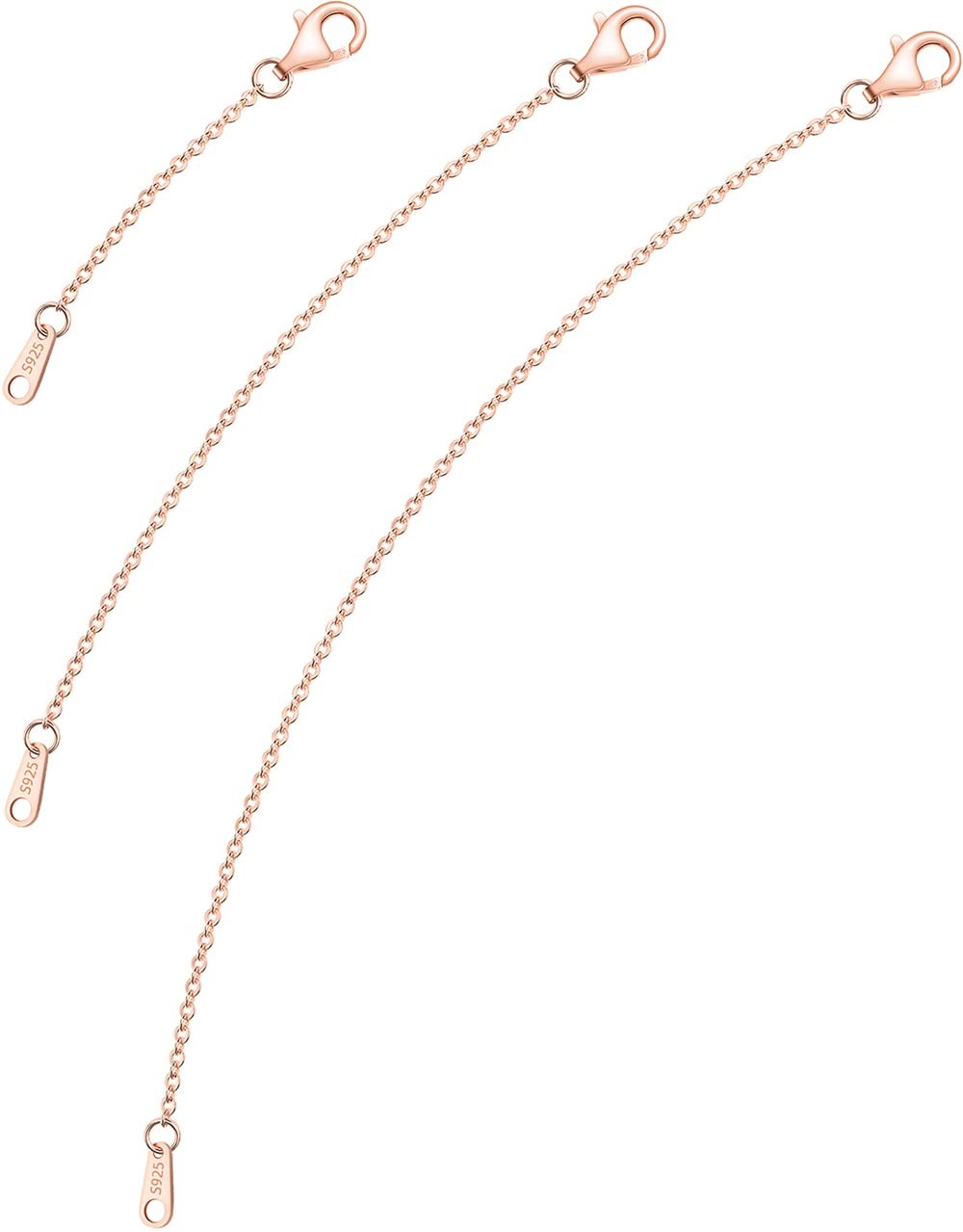 VANBARIS 925 Sterling Silver Necklace Extender Rose Gold 2 4 6 inch, RoseGold 