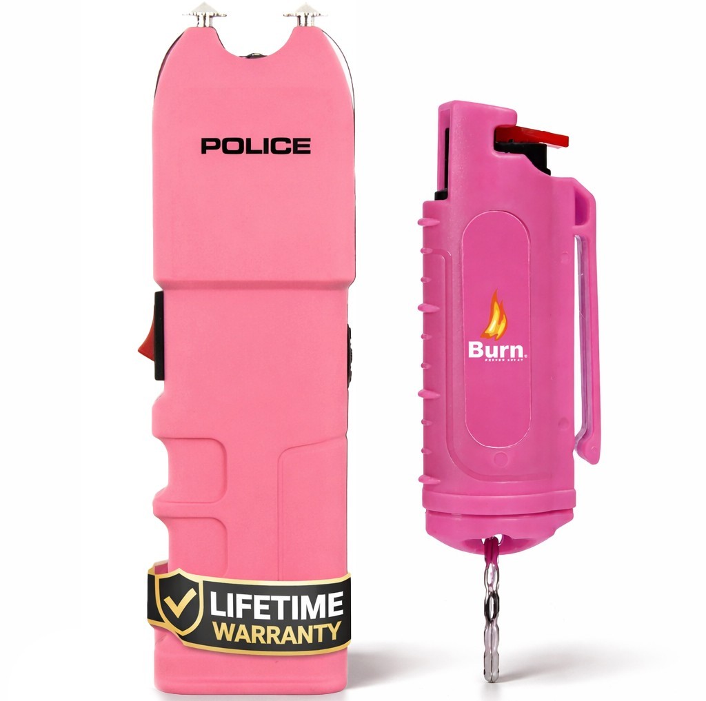 POLICE Stun Gun Burn Pepper Spray Combo Powerful Self Defense 928 Pink