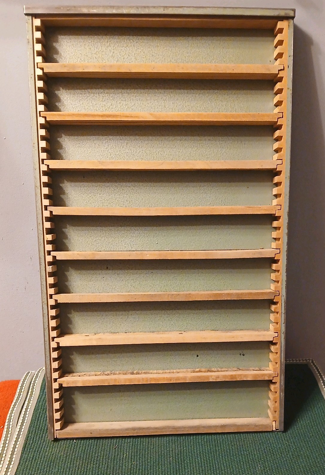 Vtg Printers Tray Letterpress Drawer Shadow Box Metal/ Wooden + 3 wooden stamps