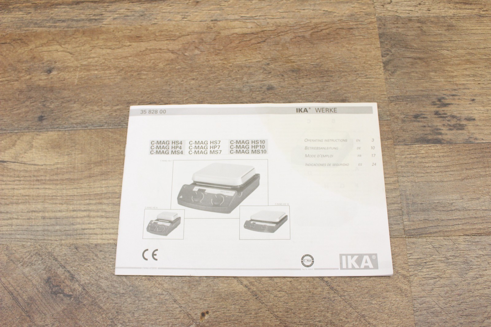 MANUAL FOR IKA C-MAG HS4, HP4, MS10 Magnetic Hotplate Stirrer **MANUAL ONLY**