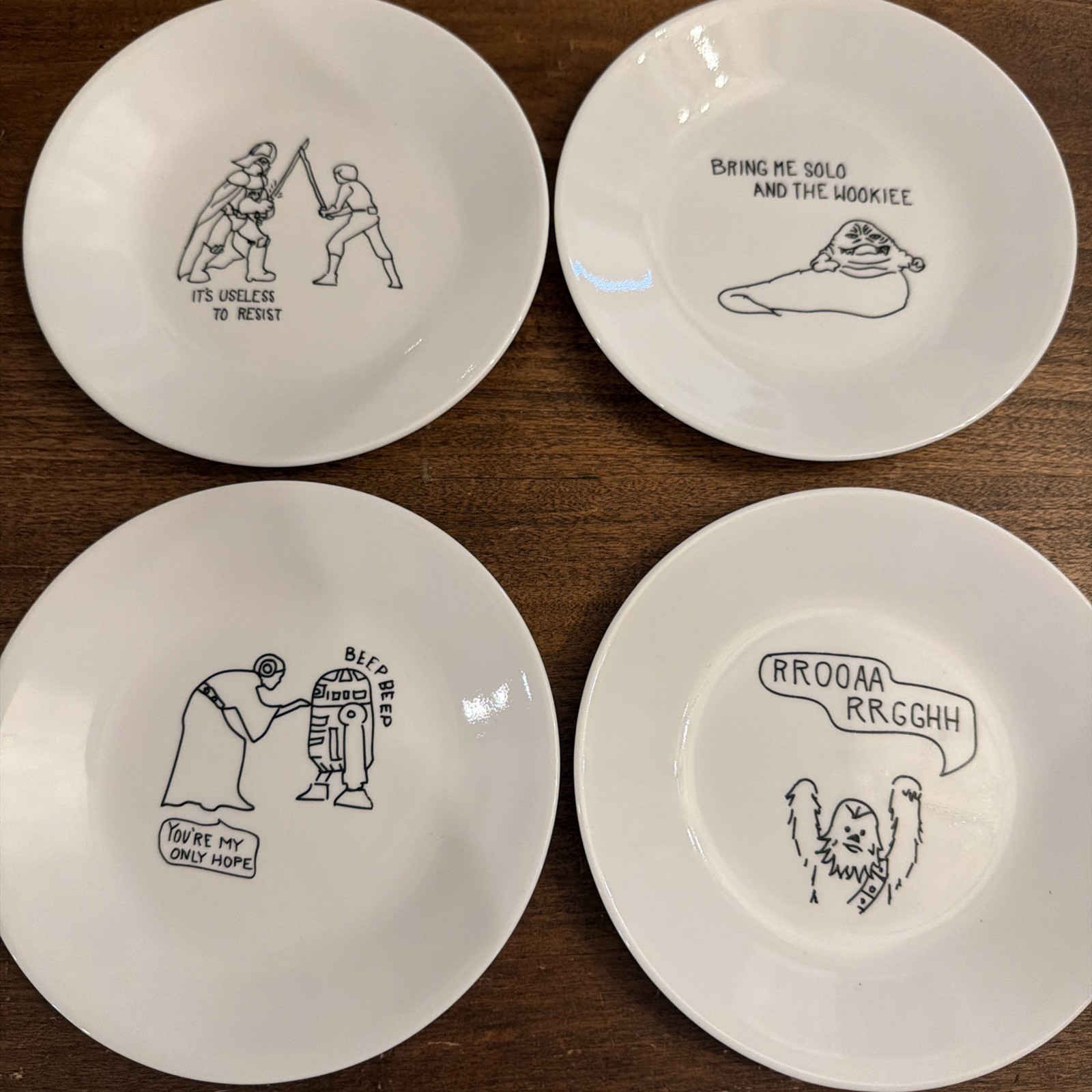 Cordell’s Plates Set If 4 Star Wars 6.75” Appetizer Dessert NWOT 2 Sets Avail