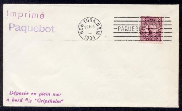 SWEDEN M/S GRIPSHOLM SP 4 1934 PAQUEBOT