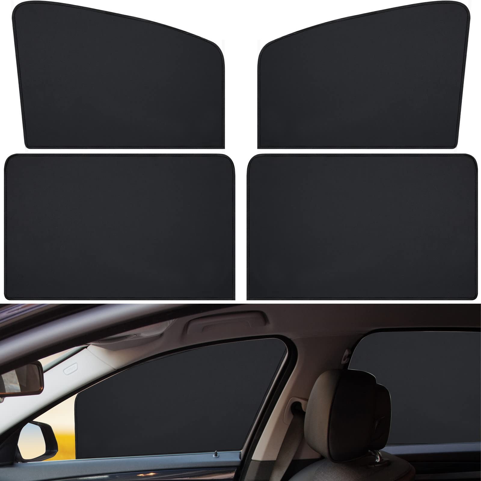 4 Pieces Privacy Car Window Sun Shades Magnetic Blackout Car Window Covers Ca...