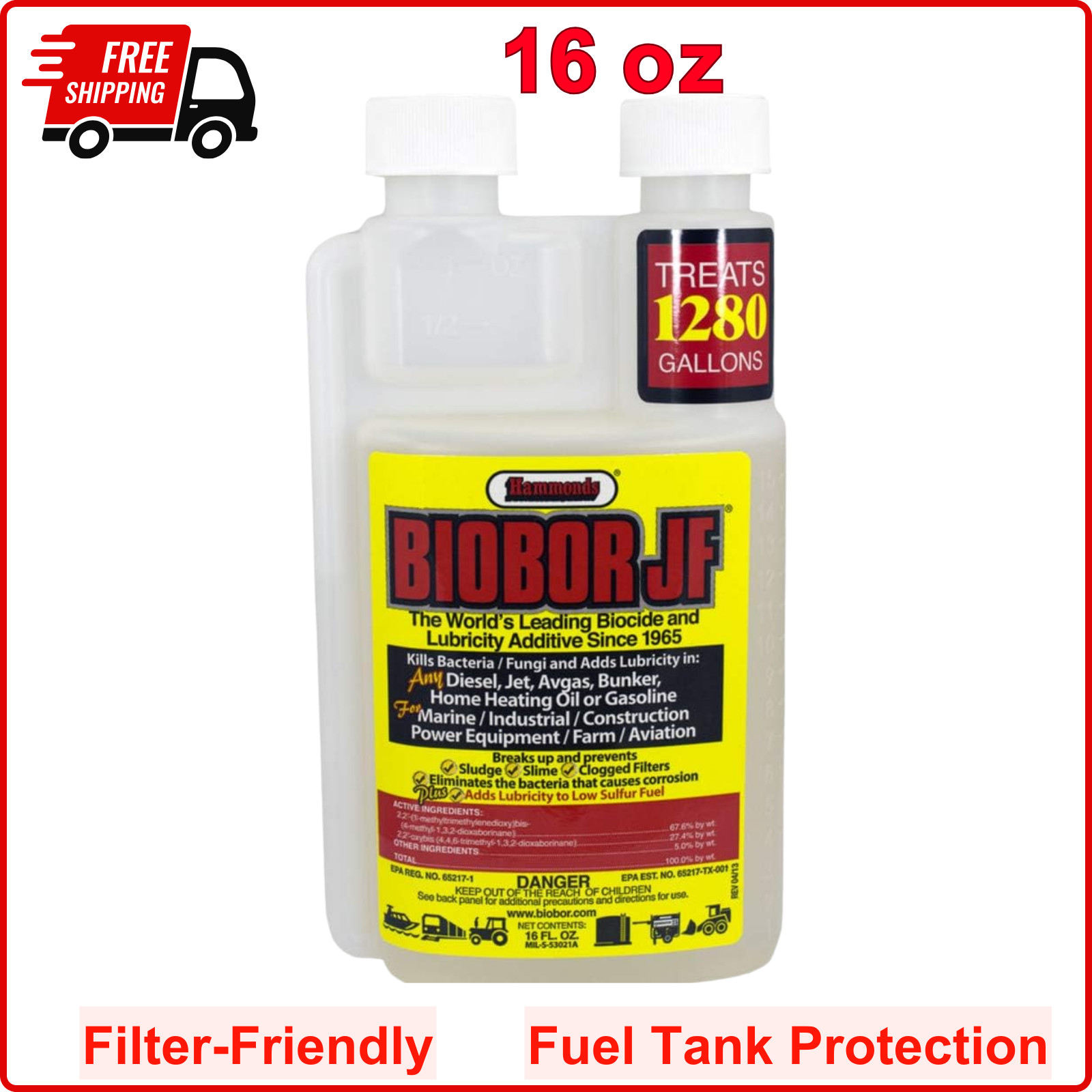 16 oz Hammonds Biobor JF MicroBiocide Diesel Fuel Sludge Slime Bacteria Tank New