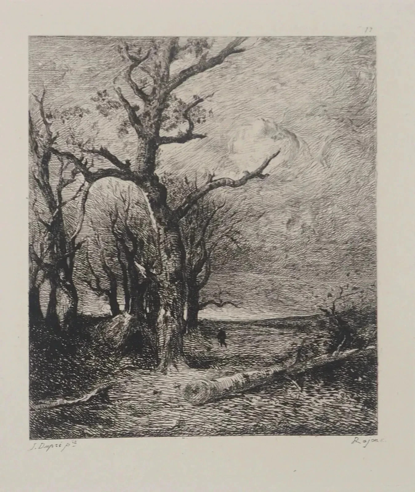 Jules Dupre: Dead Trees, Engraving Signed, Durand Ruel, 1873