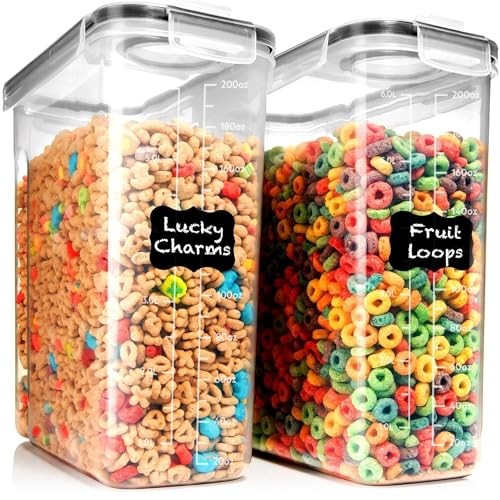  2 Pack (6.3 L / 213 oz / 6.7 qt) EXTRA Large Airtight Food Storage Black