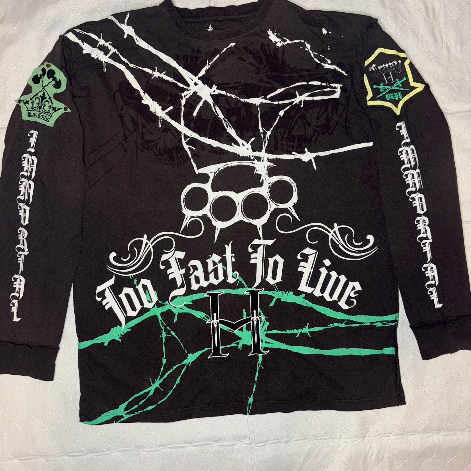 Plus Size Men’s 90s Y2K Long Sleeve Shirt Large Graphic Lettering