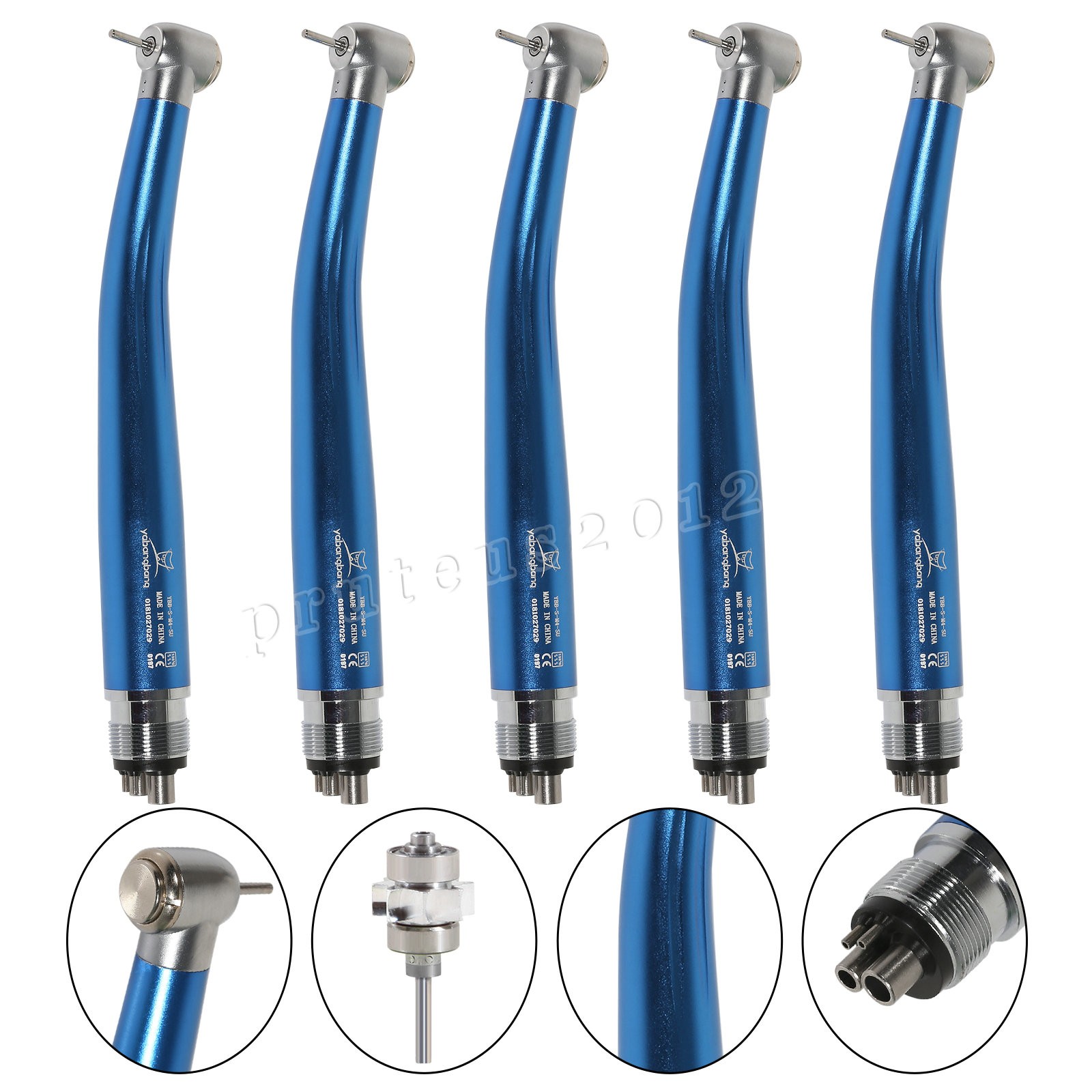 Yabangbang Dental High Speed Handpiece Air Turbine Push Button 2/4 Hole Blue