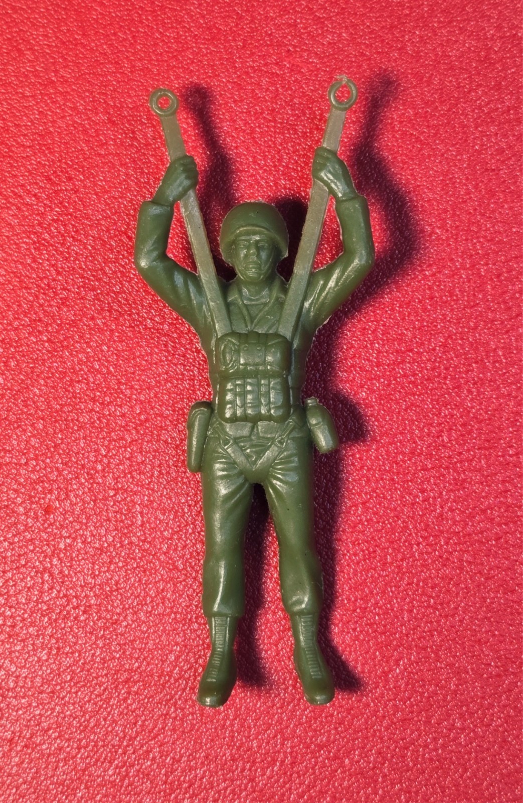 VTG Green Plastic Paratrooper Toy Soldier 3” Army Man Parachutist Figure 1960s