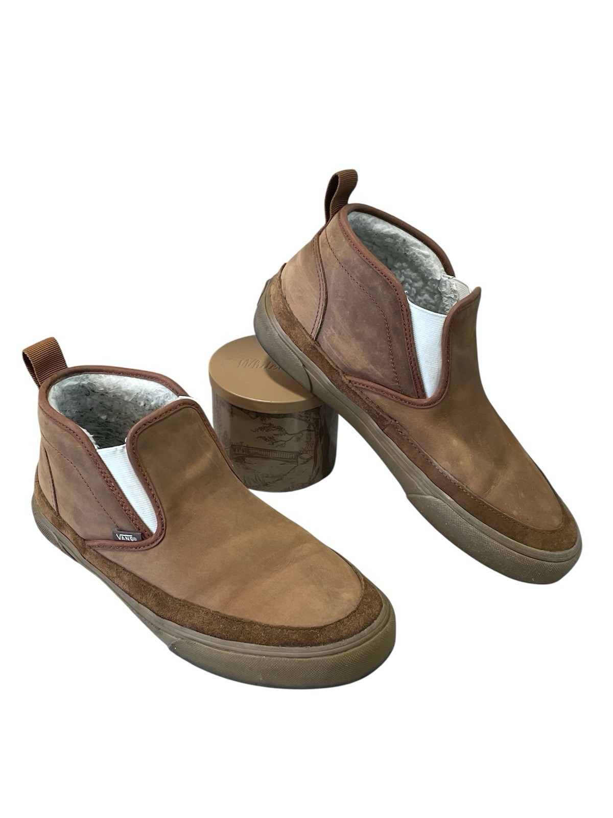 VANS Brown Leather Slip On Chukka Style Shoes Men’s Size 10 Casual Sneakers