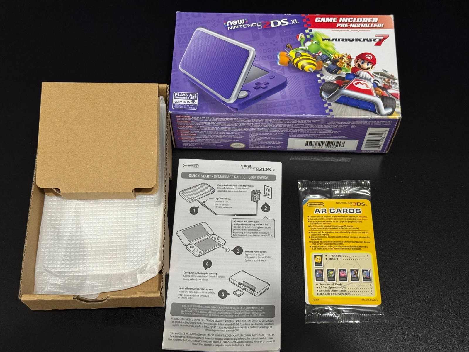 Nintendo 2DS XL Purple BOX ONLY NO CONSOLE Mariokart 7 Edition