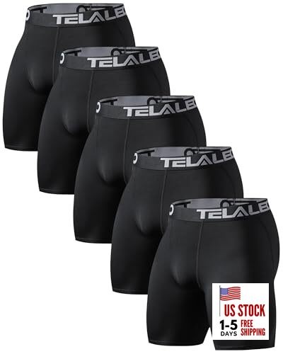  6 or 5 Pack Compression Shorts for Men Spandex Sport Shorts Large 5black