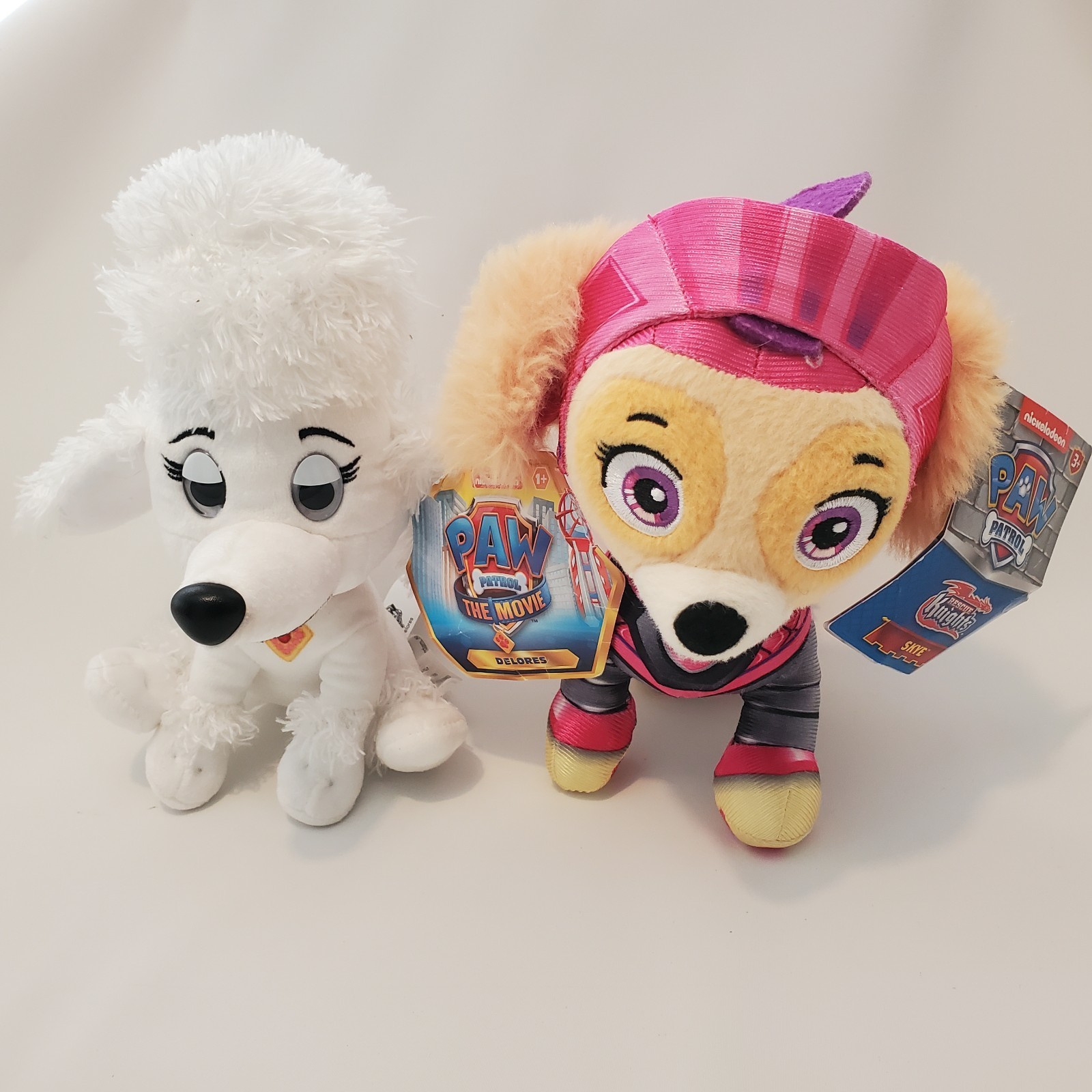 New Lot 2 Paw Patrol Nickelodeon Rescue Knights 8" Skye Delores Plush Toy Movie