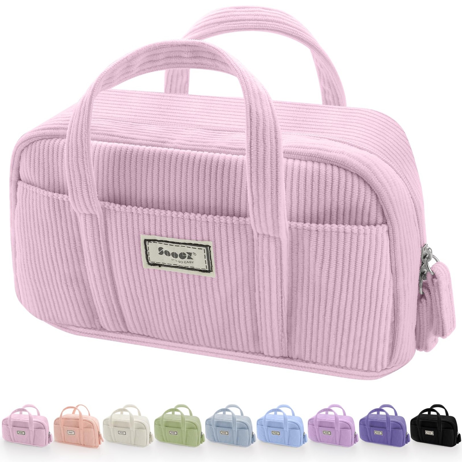 Sooez Large Pencil Case Pouch, Extra Big 9.05 x 7.4 x 2.8 inches, Light Pink 