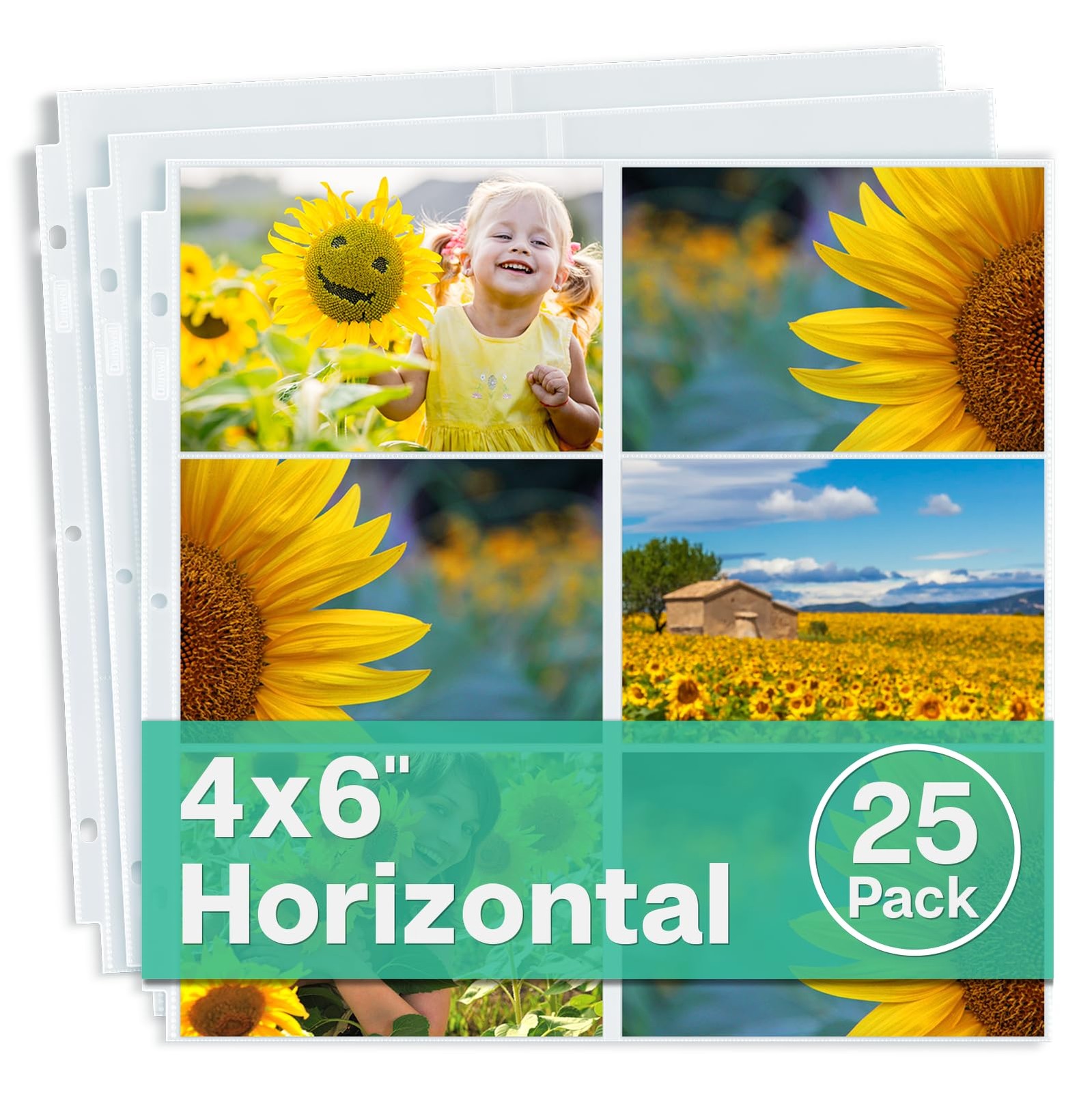 12x12 Scrapbook Page Protectors - 4x6 Photo Album Pages for 3-Ring Binder (25...