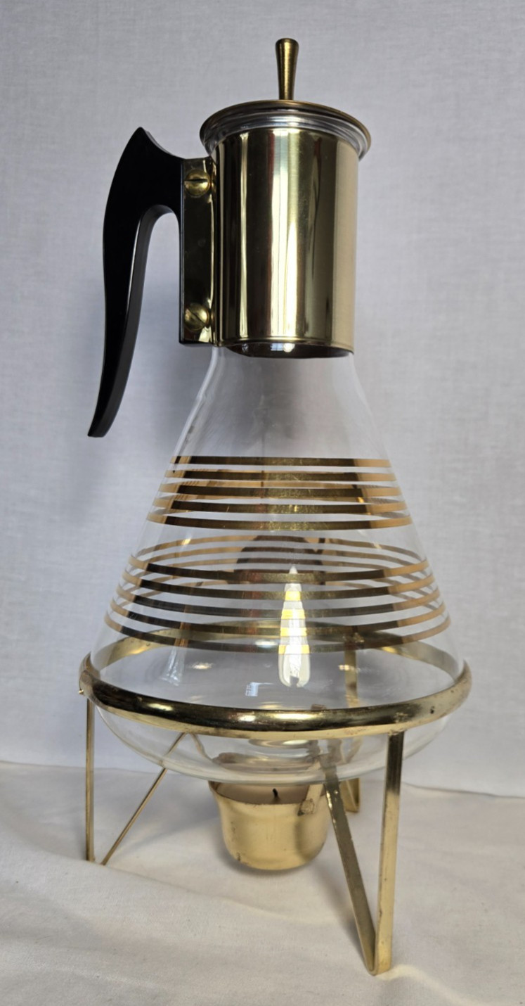 Vintage Corning Glass Carafe w/Warming Stand