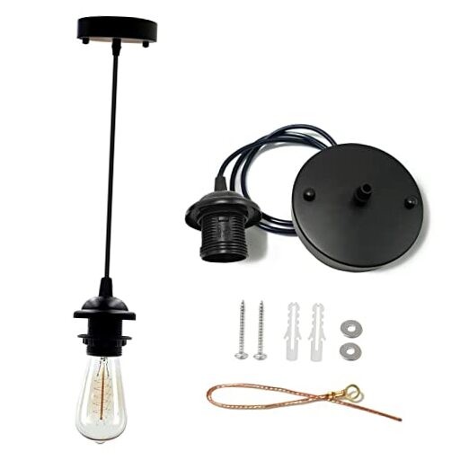 Industrial Mini Pendant Light Kit, Edison Retro Pendant, UL E26 Lamp Black