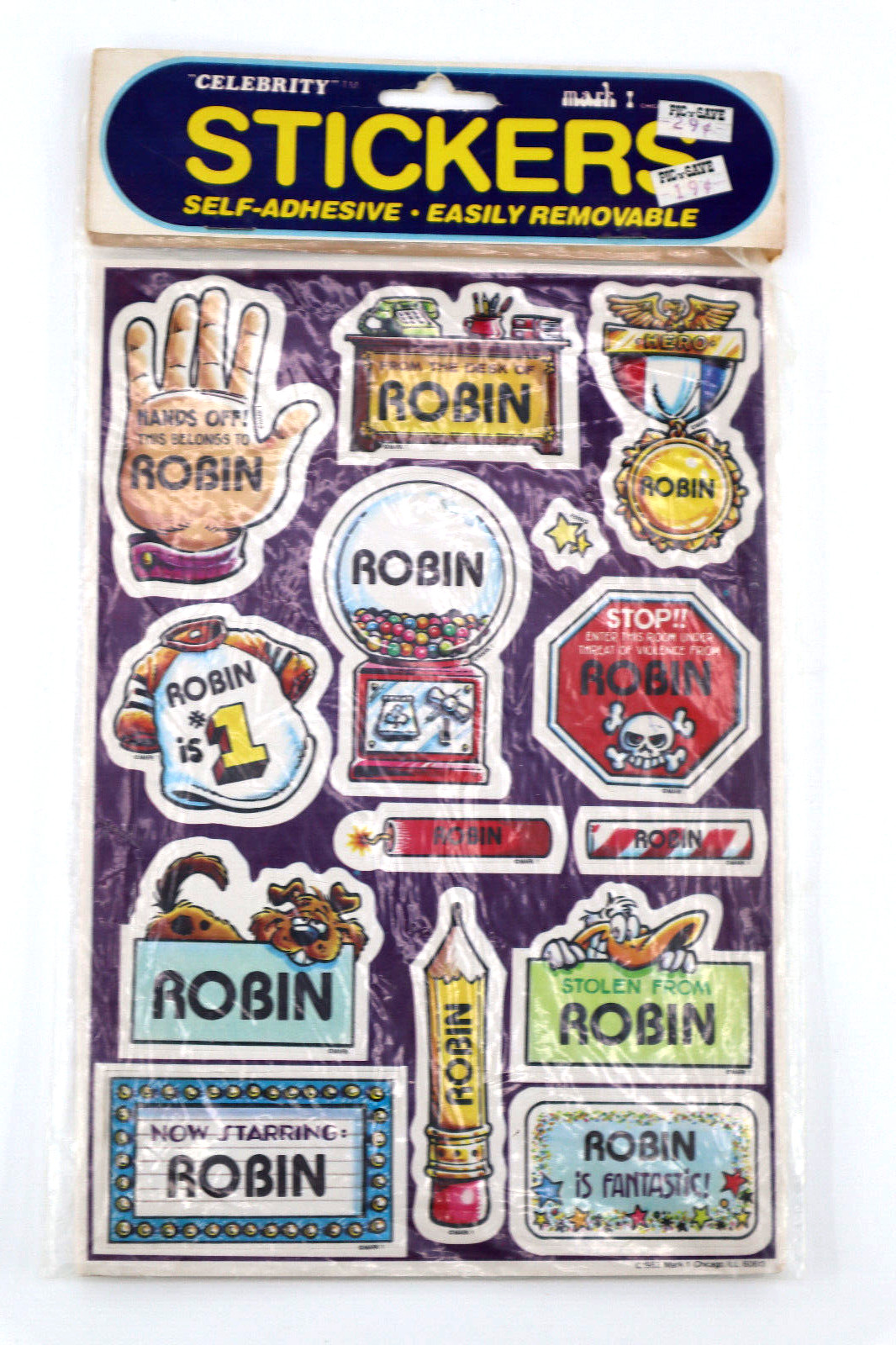 Vintage 80's Name Stickers Pack Celebrity Mark 1 New SEALED