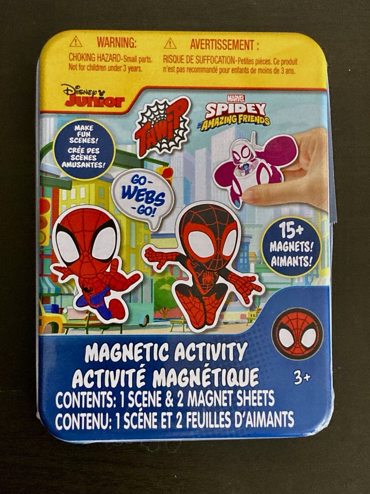 Spidey and His Amazing Friends Magnetic Activity Tin Over 15 Magnets ** NEW **