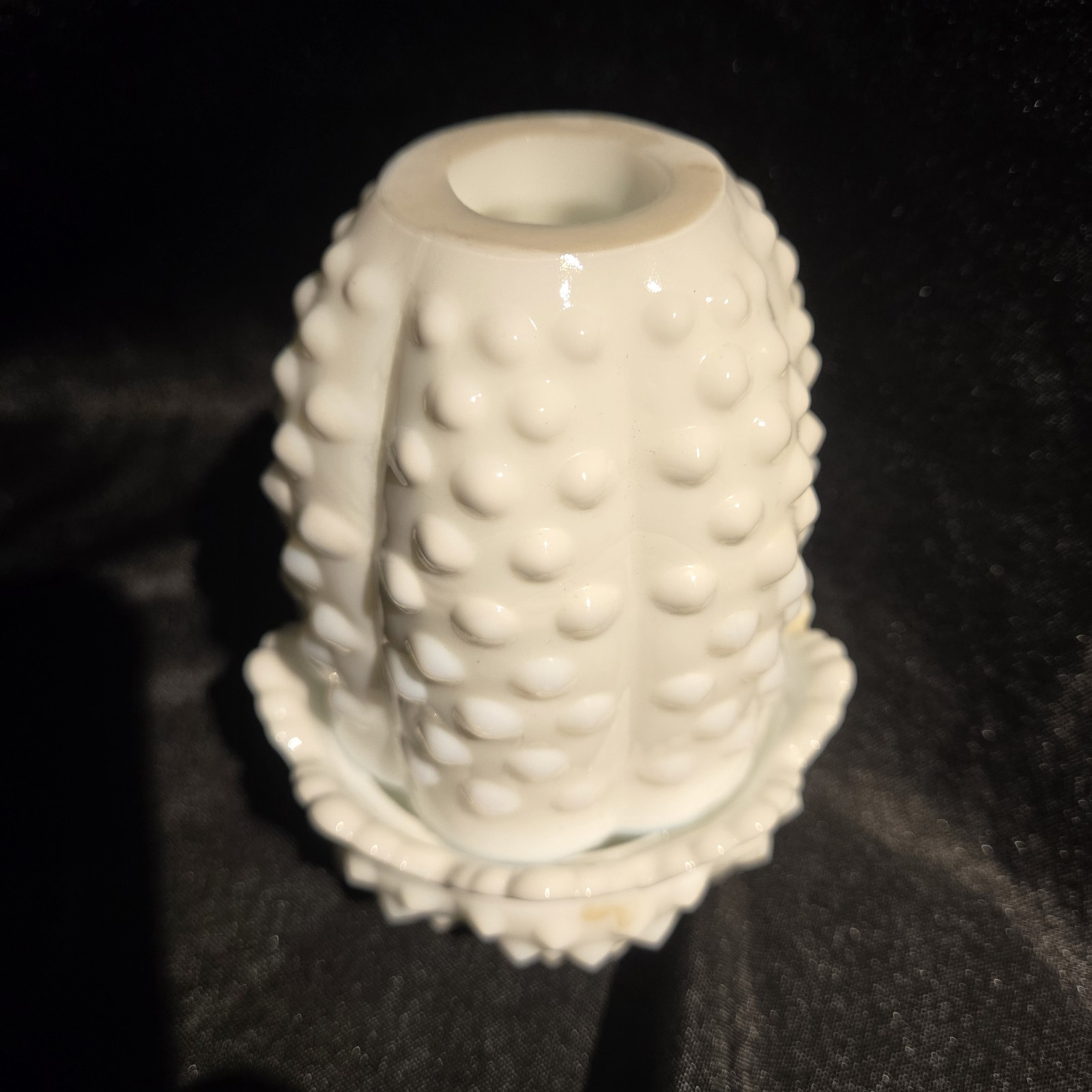Fenton Vtg Fairy Lamp Light White Hobnail Milk Glass 4.5" Tealight Candle Holder