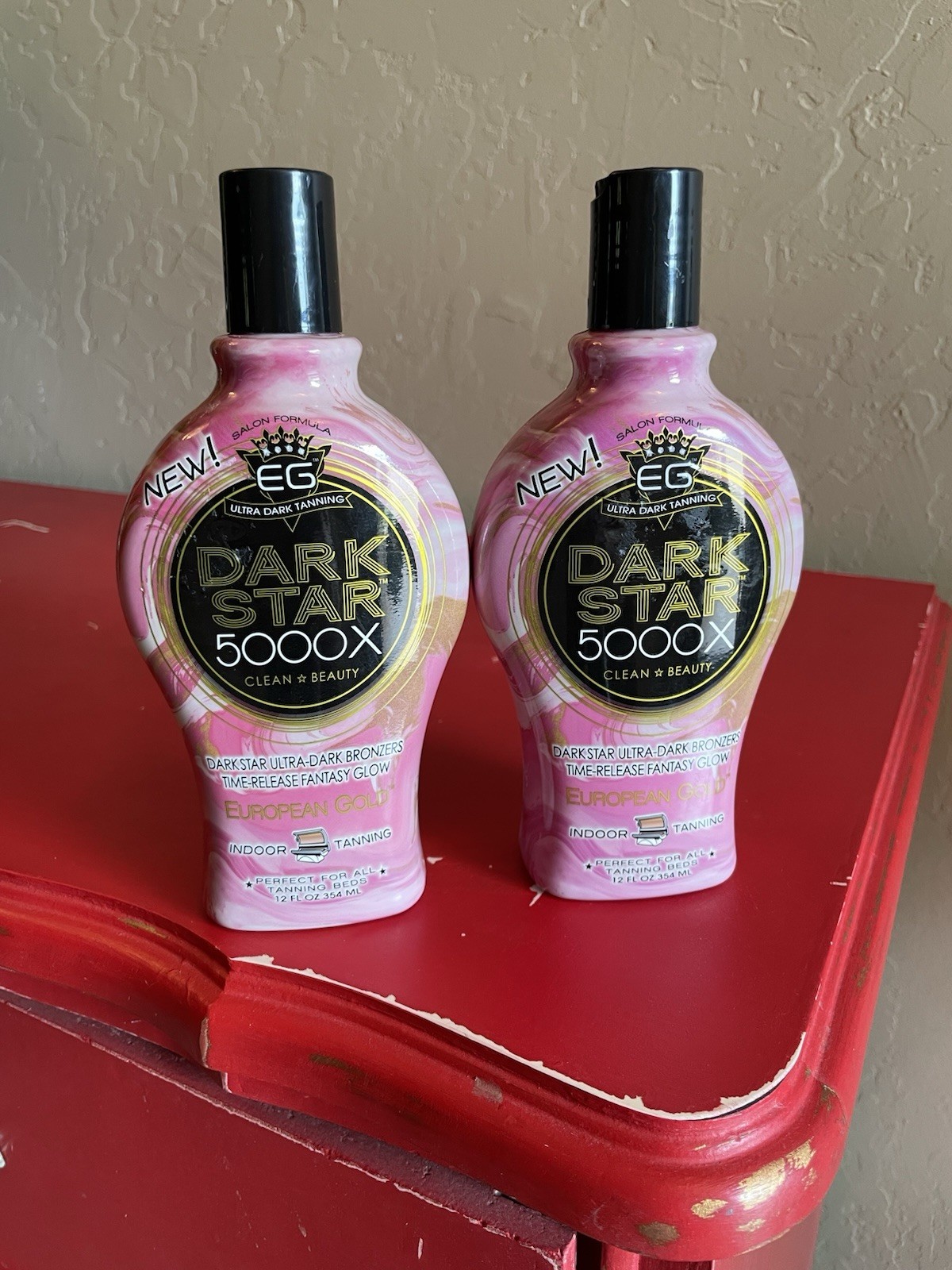 European Gold Dark Star 5000X Ultra Dark Tanning Lotion 12 oz ea Lot of 2 New