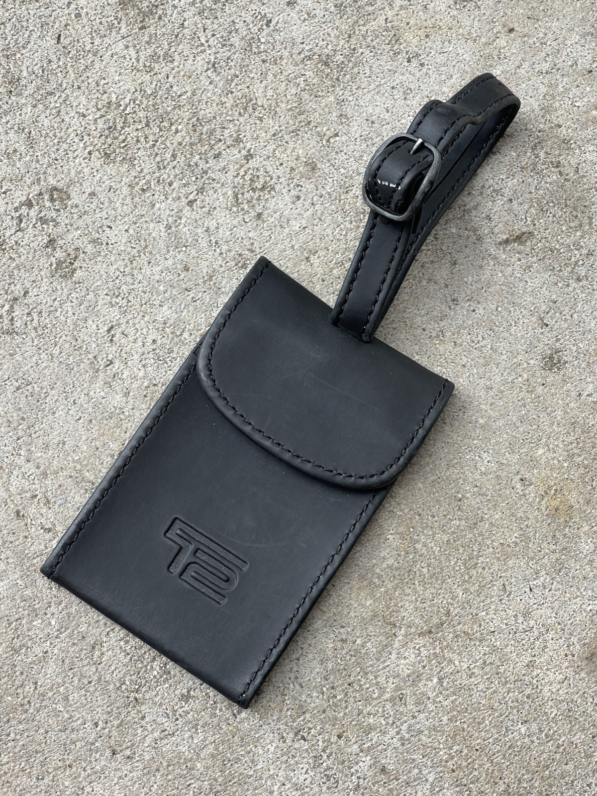 TUMI T2 Black Luggage Tag Embossed Logo