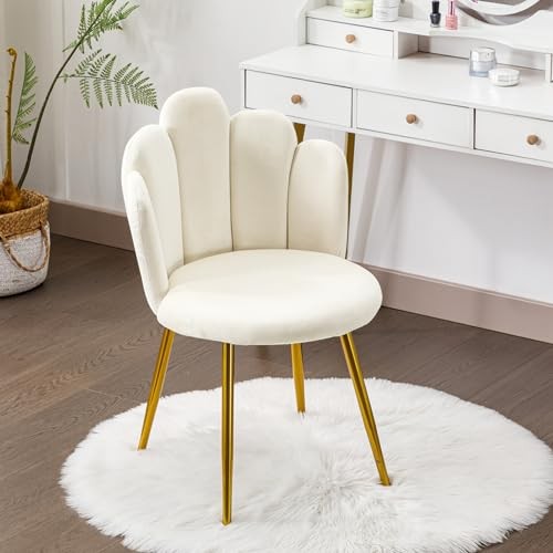 Vanity Chair for Makeup Room - Midcentury Modern Accent Chair for Living Beige
