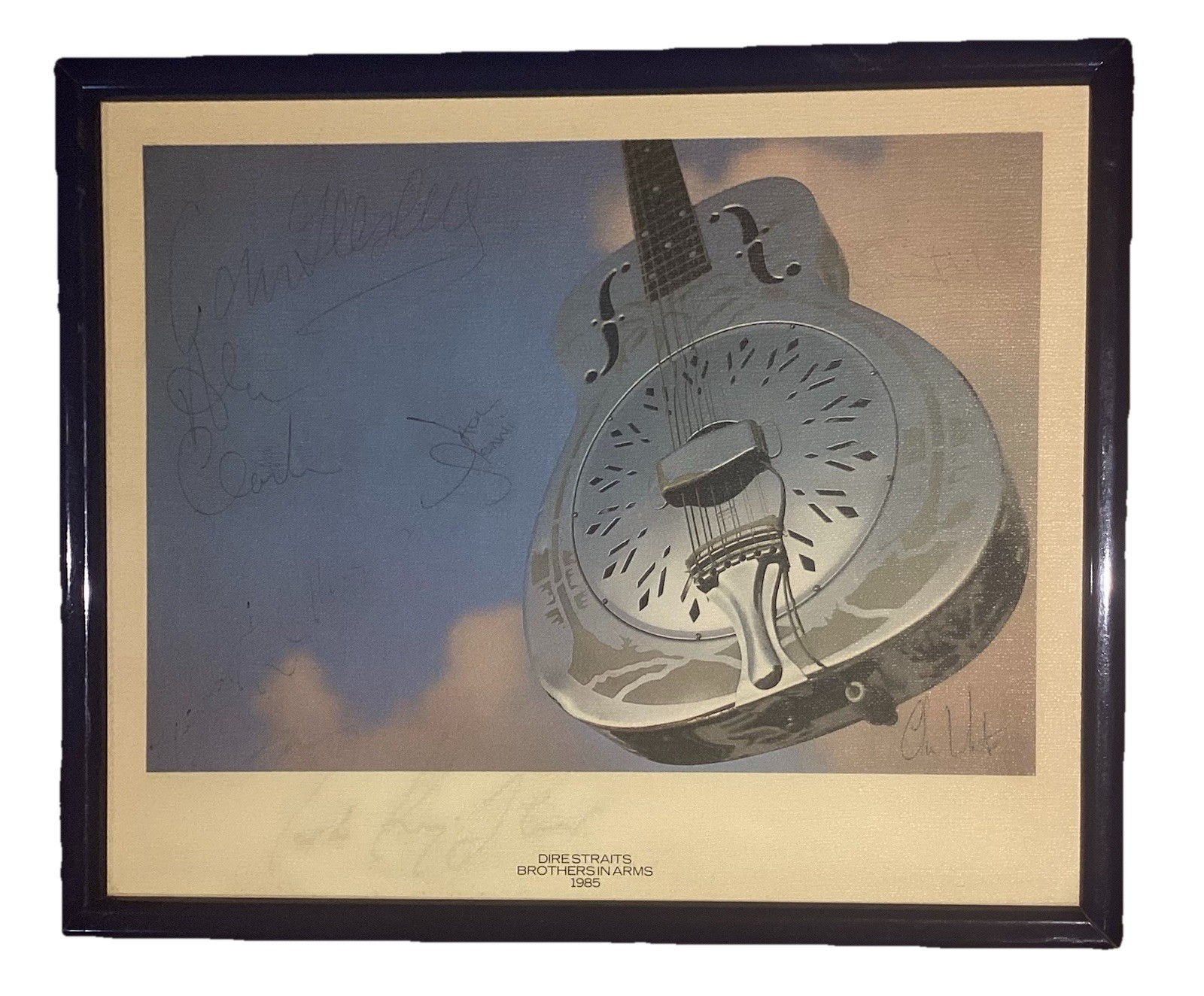 Original DIRE STRAITS Fully Hand Signed Vintage Brothers In Arms Board Photo