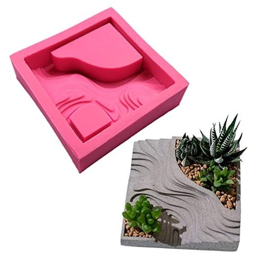 Concrete Flower Pot Mold - Succulent Planter Silicone Mold - Square Terraces