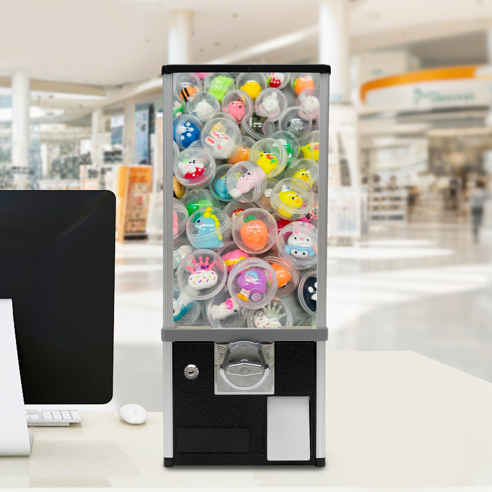 Gumball Machine Vending Coin Bank 4 Coins Invested Vintage Candy Dispenser Black