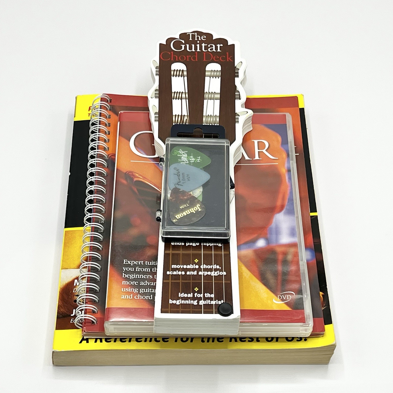 Mixed Lot How To Play Guitar Materials 2 DVD, 8 Picks, 2 Books, 1 Chord Deck