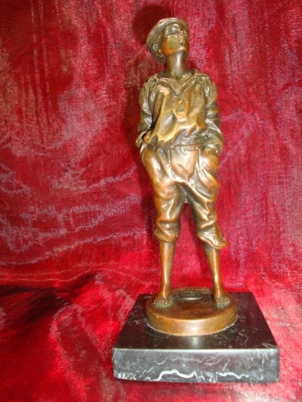 Statue Boy Art Deco Style Art Nouveau Art Nouveau Style Solid Bronze Signature