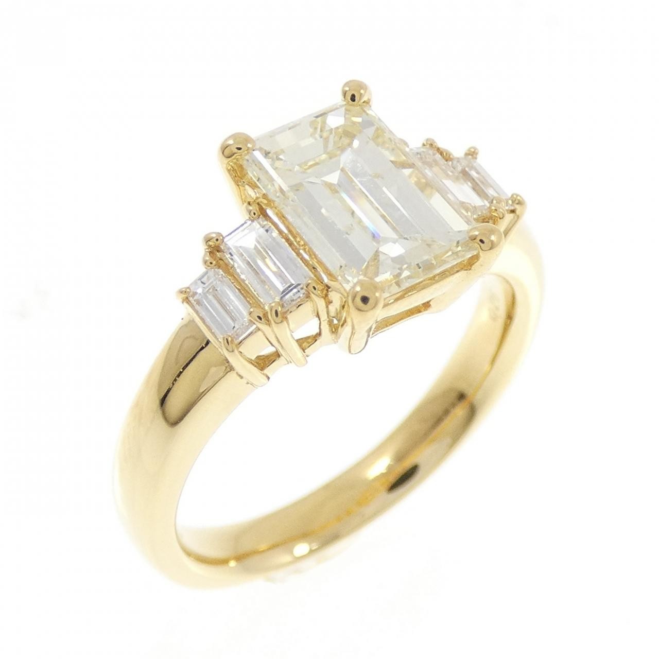 Authentic [Remake] K18YG Diamond Ring 1.548CT VLY SI1 Emerald Cut #270-004-1...